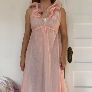 70s pink halston nightie with hearts
